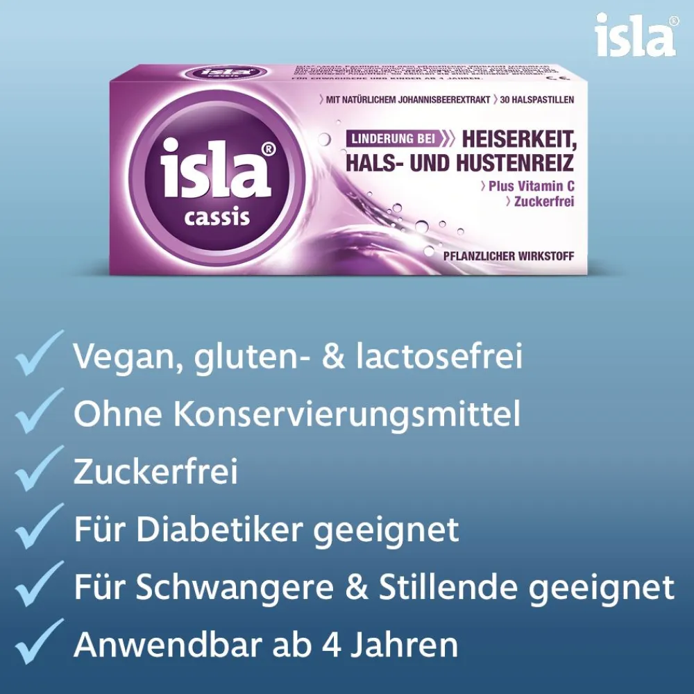 cassis Halspastillen bei Halskratzen und Reizhusten>isla Hot