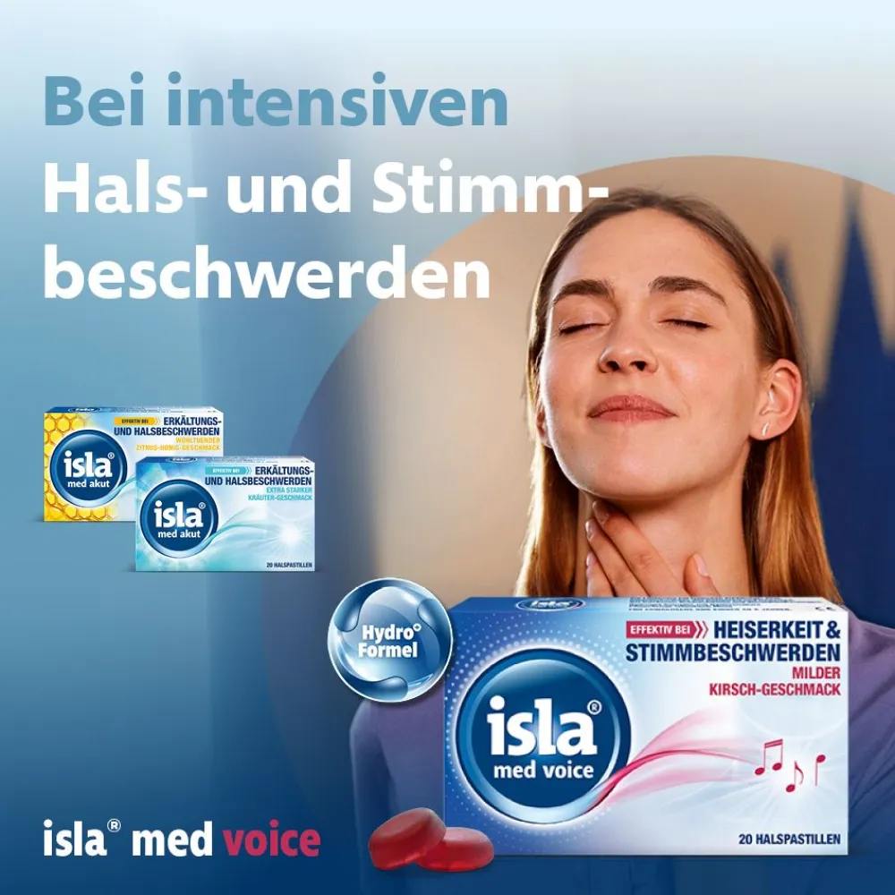 med voice Halspastillen bei Heiserkeit und Stimmbeschwerden>isla Hot