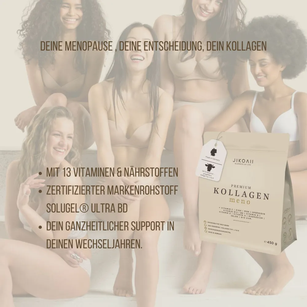 JIKOAII Kollagenpulver MENO - Kollagen mit Coenzym Q10, Zink, Spermidin & MSM - Menopausekomplex> Clearance