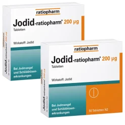 Jodid-ratiopharm® 200 μg Tabletten: können Jodmangel und bestimmten Schilddrüsenerkrankungen (z. B. Kropf) vorbeugen und behandeln> Online