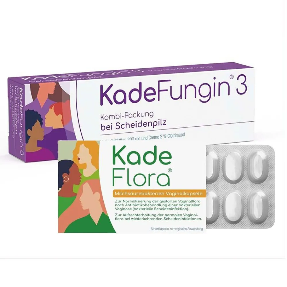 KadeFungin 3 Kombi-Packung - Vaginaltabletten und -creme + DR:KADE KadeFlora Milchsäurebakterien Vaginalkapseln| Online