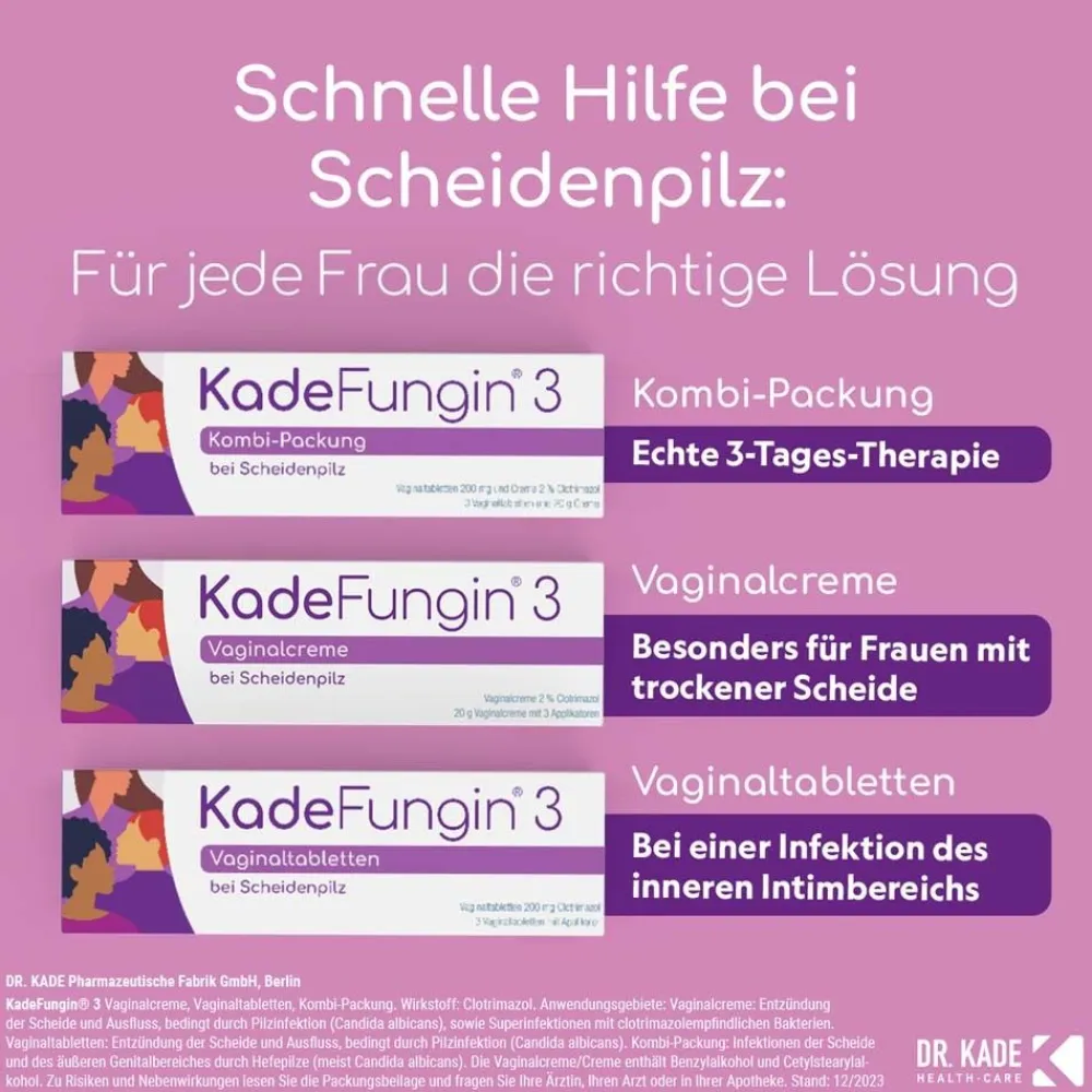 3 Vaginalcreme - bei Scheidenpilz, besonders für Frauen mit trockener Scheide>KadeFungin Sale