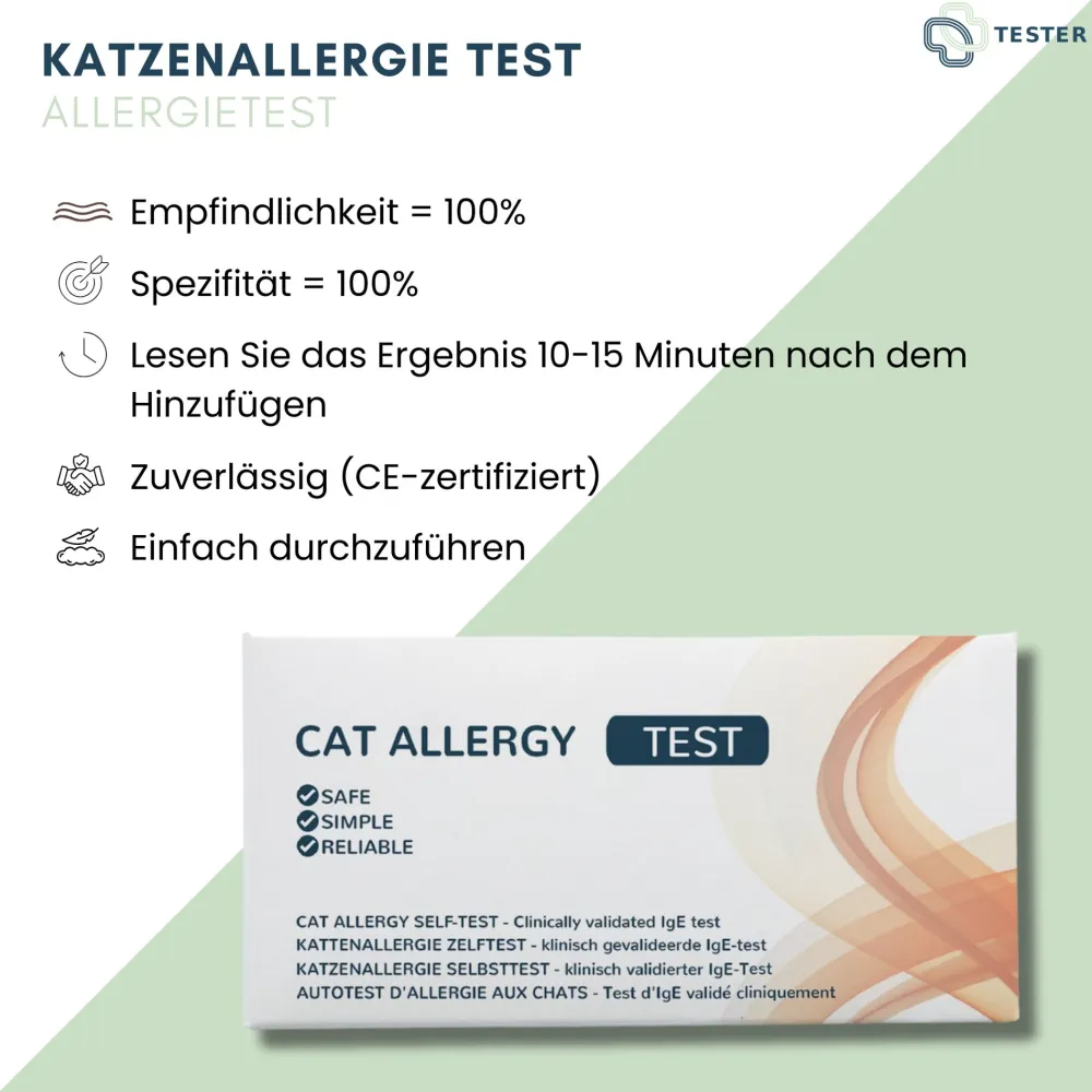 Katzenallergie Test - Katzenhaar Allergietest - Allergietest Katze für Zuhause - The>TESTER Clearance