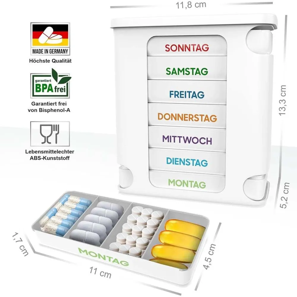 Kerpers® Pillendose 7 Tage mit je 4 Fächer „Basic“ bunt> Best