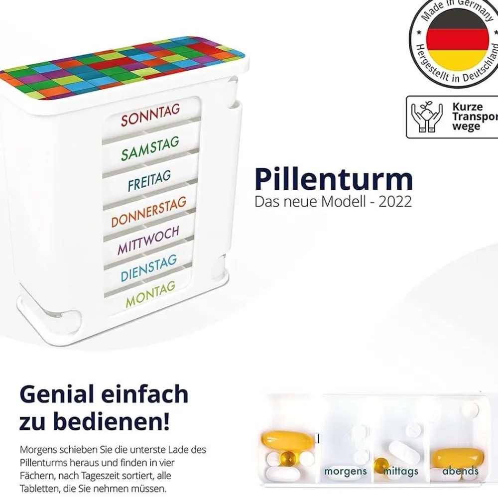 Kerpers® Pillendose 7 Tage mit je 4 Fächer „Basic“ bunt> Best