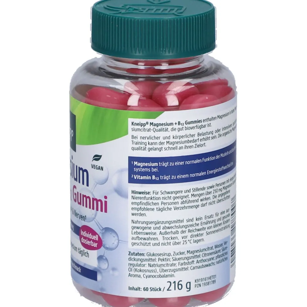 Kneipp Magnesium + B12 Gummies mit Himbeergeschmack| Outlet