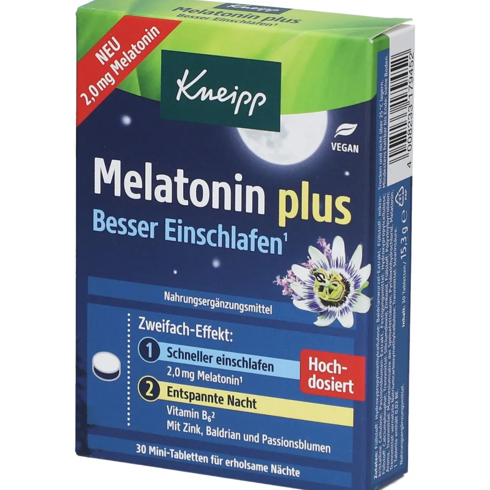 Kneipp Melatonin plus 2,0 mg – für besseres Einschlafen| Hot