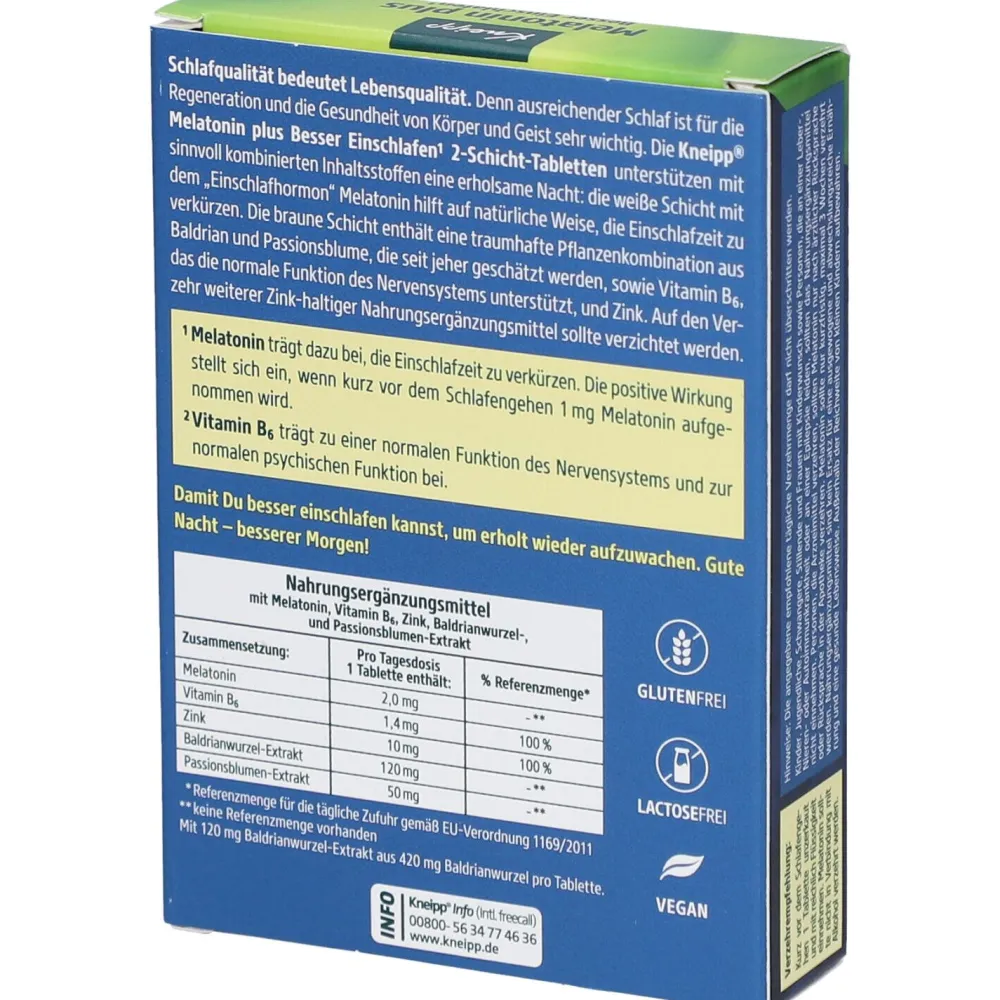 Kneipp Melatonin plus 2,0 mg – für besseres Einschlafen| Hot