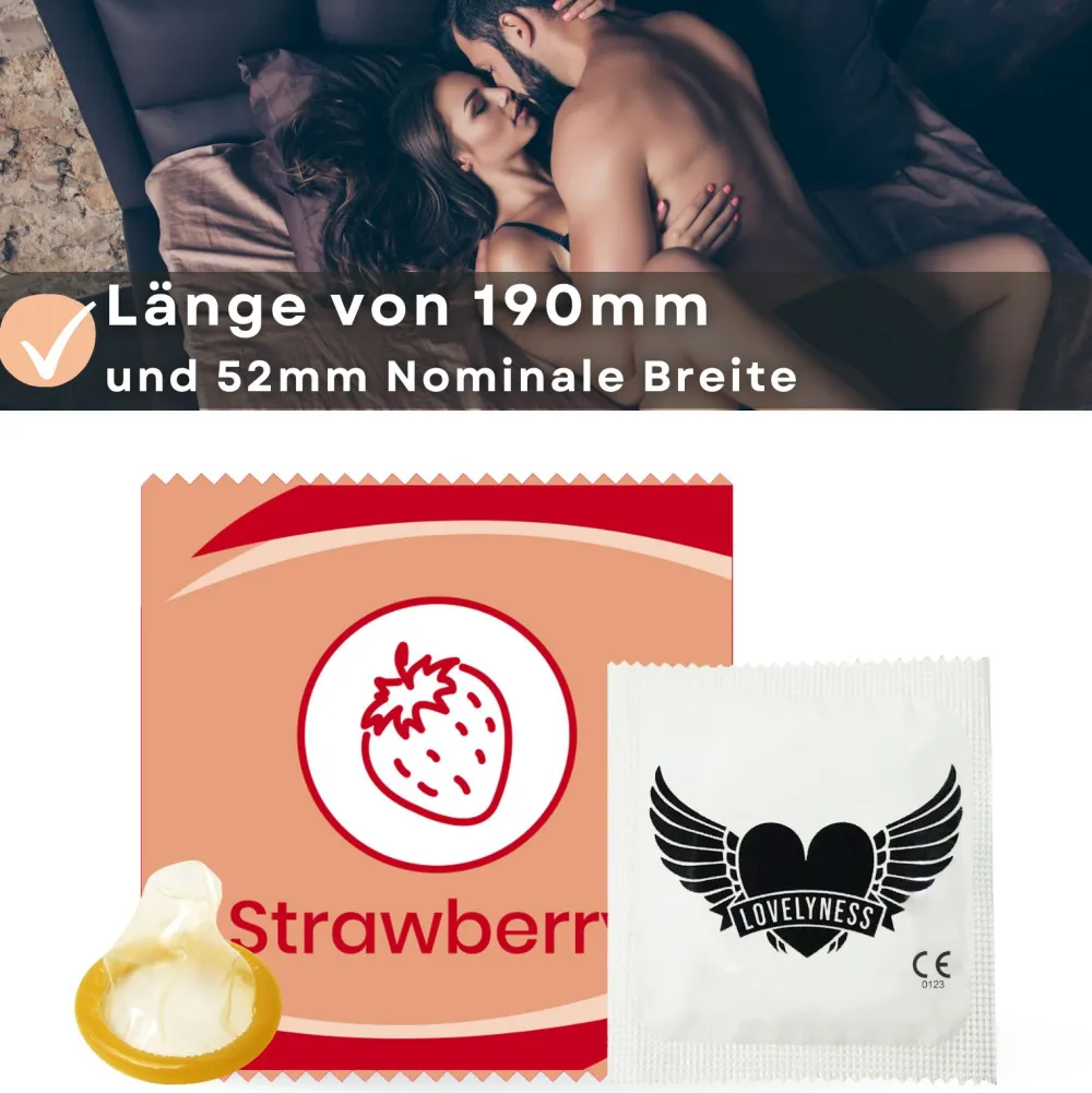Kondome mit Geschmack Erdbeere -|LOVELYNESS Hot