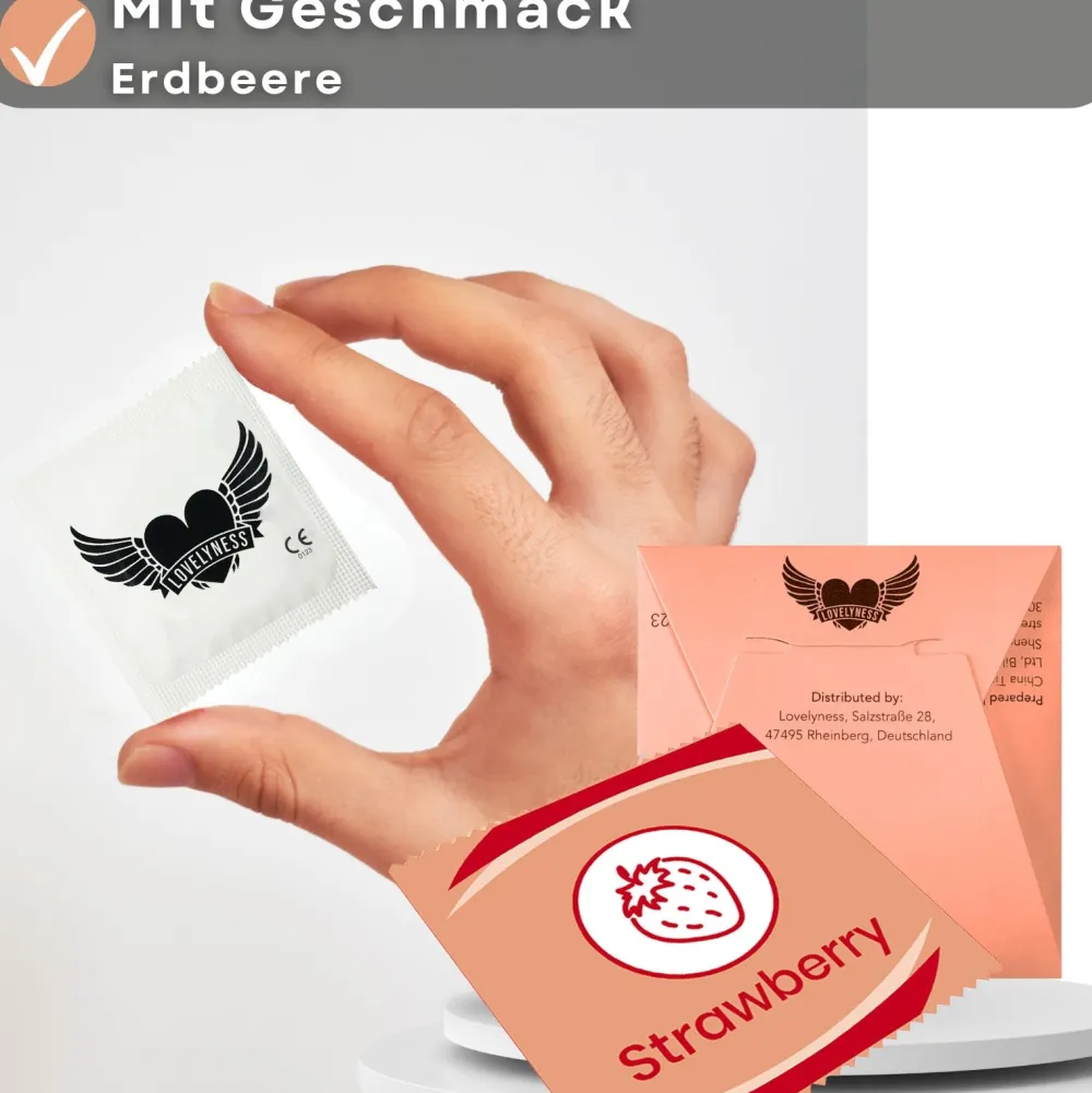 Kondome mit Geschmack Erdbeere -|LOVELYNESS Hot