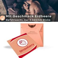 Kondome mit Geschmack Erdbeere -|LOVELYNESS Hot
