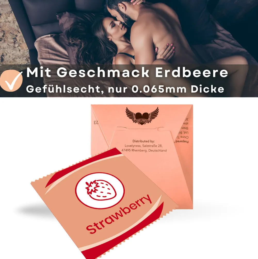 Kondome mit Geschmack Erdbeere -|LOVELYNESS Hot