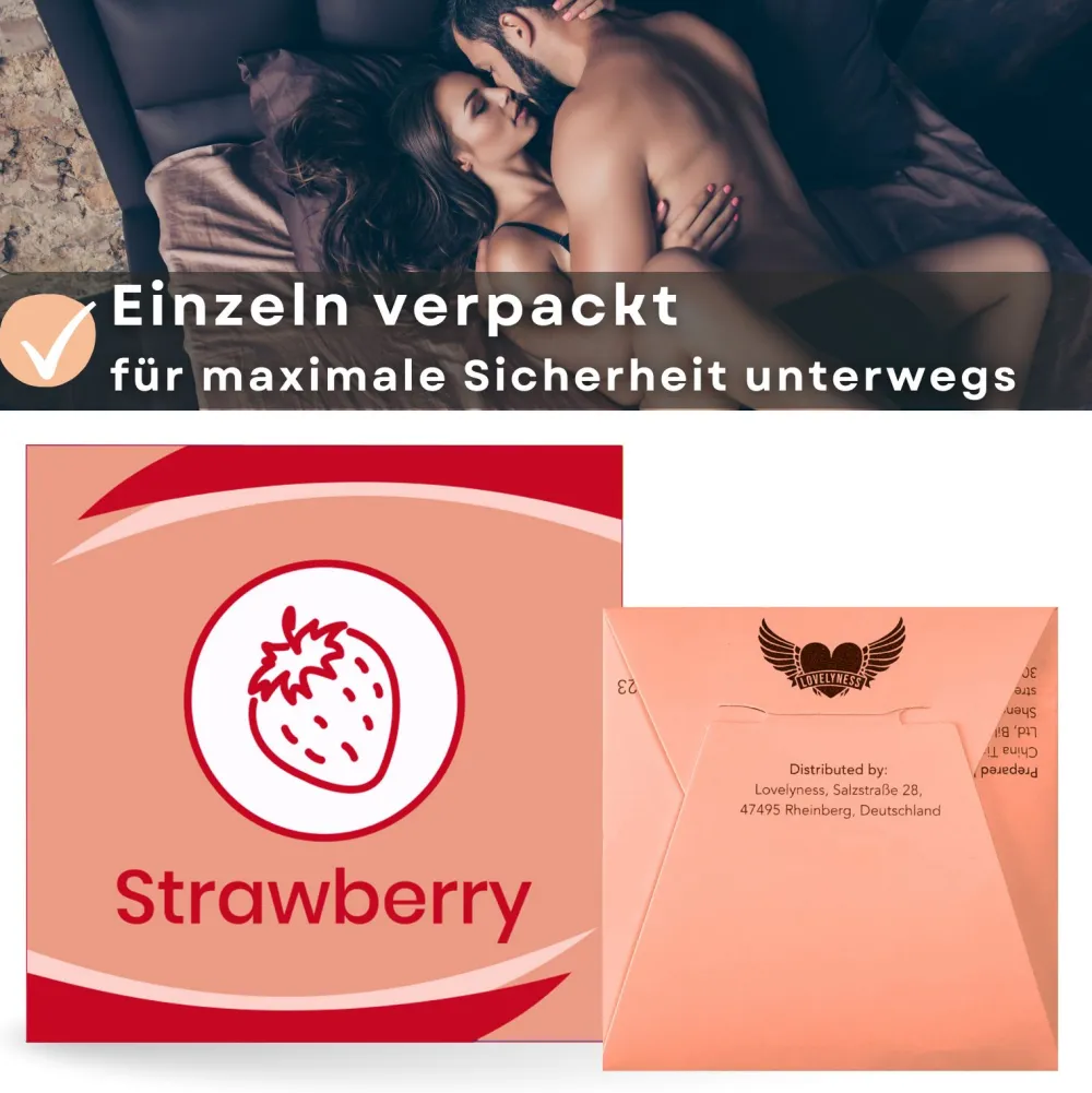 Kondome mit Geschmack Erdbeere -|LOVELYNESS Hot