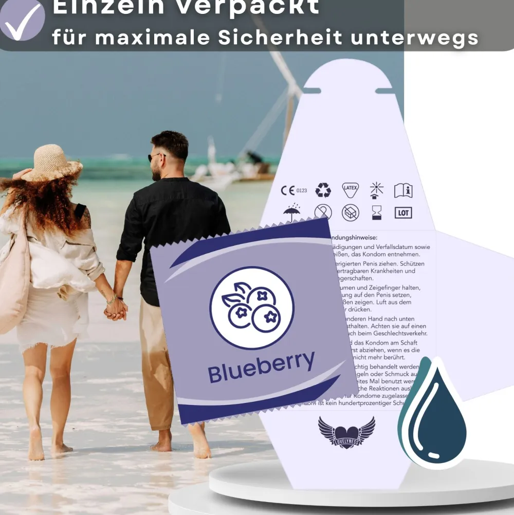 Kondome mit Geschmack Erdbeere, Banane, Pfirsich, Blaubeere -|LOVELYNESS Discount