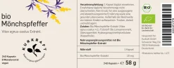 © Bio Mönchspfeffer – 10 mg Vitex-agnus-castus-Extrakt – 240 Kapseln – 8 Monate><noscript><img width=