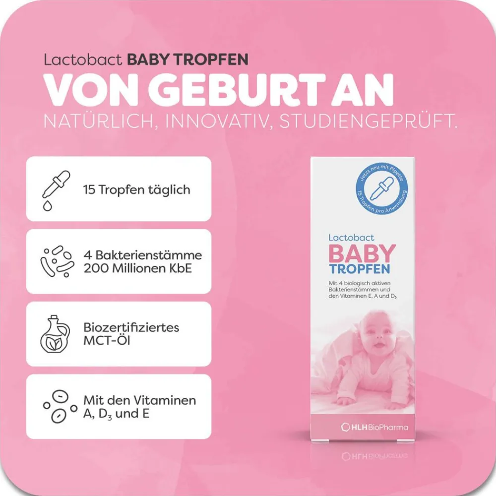 Lactobact BABY TROPFEN - Biologisch aktive Bakterien für die Darmflora ab dem Tag der Geburt| Best