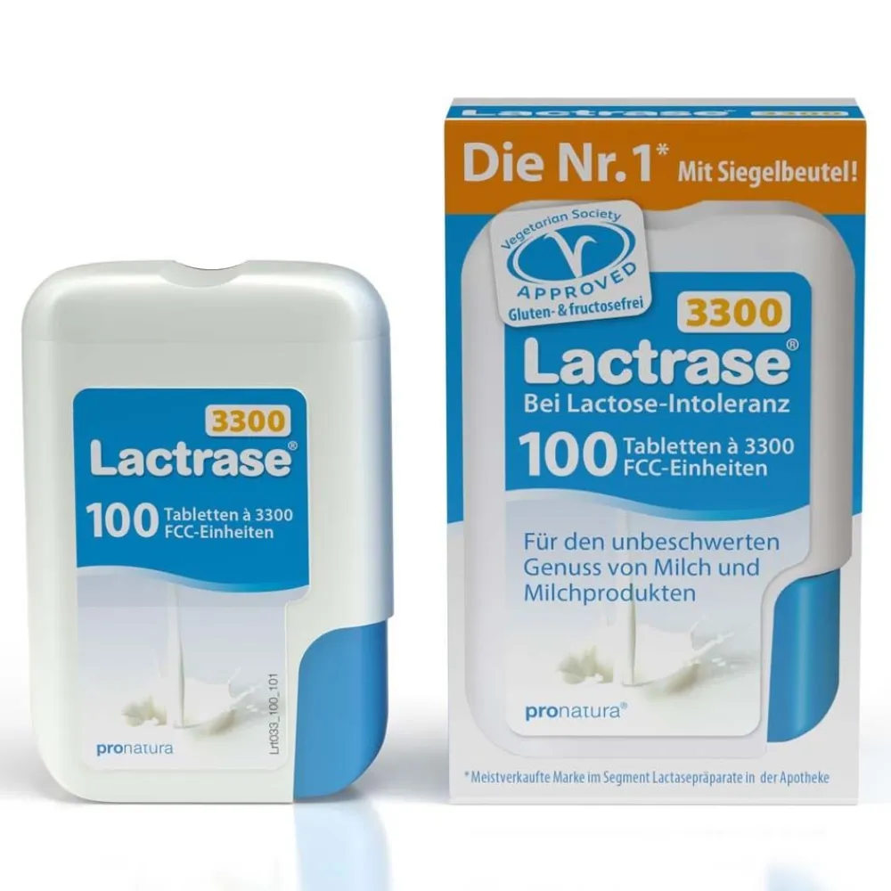® 3,300 - Laktase Mini Tabletten bei Laktoseintoleranz, Klickspender|Lactrase New