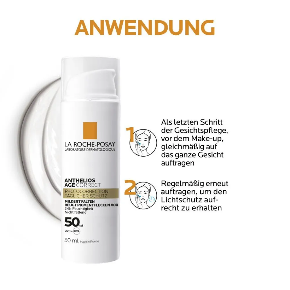 Anthelios Age Correct LSF 50: Feuchtigkeitsspendende Tagescreme mit Lichtschutz zur Vorbeugung lichtbedingter Hautalterung>La Roche Posay Online