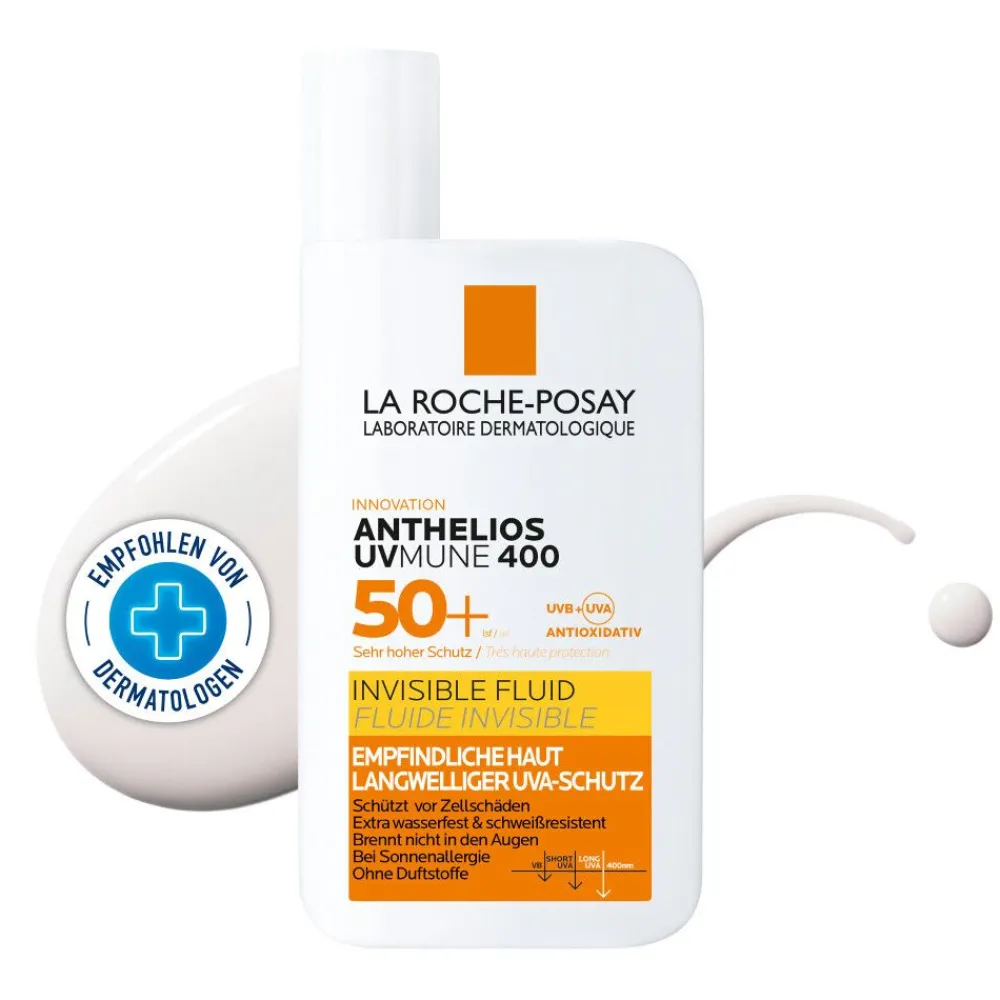 Anthelios Invisible Fluid UVMune 400 LSF 50+: Sonnencreme für das Gesicht für zu Sonnenallergie neigende und empfindliche Haut>La Roche Posay Outlet