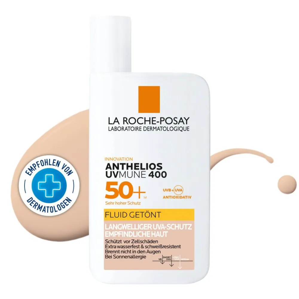 Anthelios Invisible Fluid Getönt UVMune 400 LSF 50+: Getönte Sonnencreme für empfindliche und zu Sonnenallergie neigende Gesichtshaut|La Roche Posay Sale