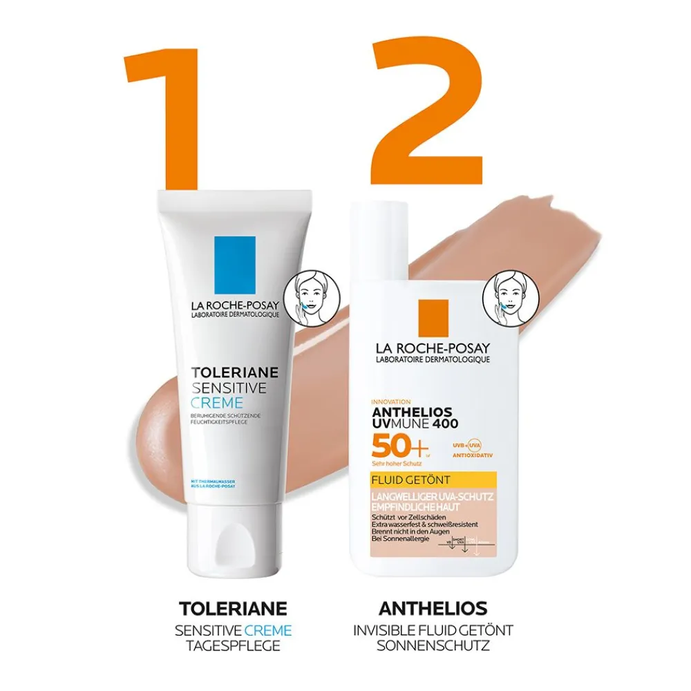 Anthelios Invisible Fluid Getönt UVMune 400 LSF 50+: Getönte Sonnencreme für empfindliche und zu Sonnenallergie neigende Gesichtshaut|La Roche Posay Sale