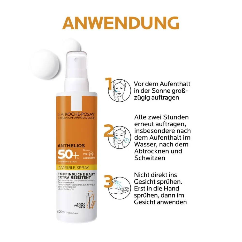 Anthelios Invisible Spray LSF 50+: Transparentes Sonnenspray ohne Duftstoffe für empfindliche und zu Sonnenallergie neigende Haut|La Roche Posay Online