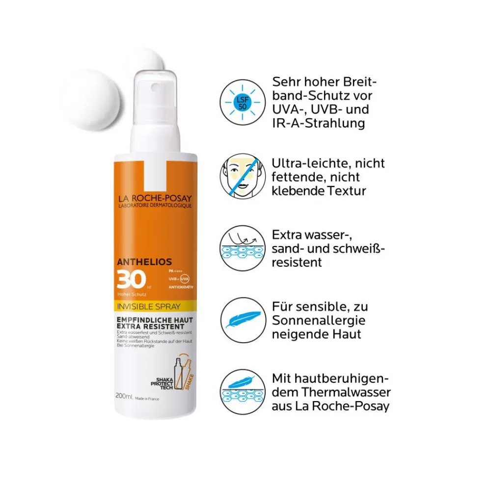 Anthelios Invisible Spray LSF 30 Sonnenspray Sonnenschutz bei zu Sonnenallergie neigende Haut>La Roche Posay New