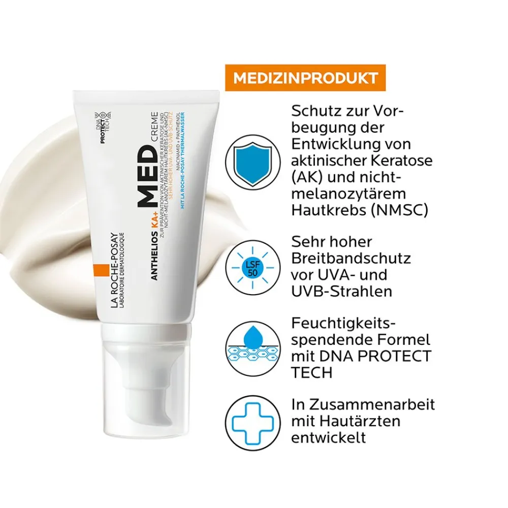 Anthelios KA+ MED Creme: Hochwirksame Sonnencreme zur Prävention aktinischer Keratose (AK) und nicht-melanozytärem Hautkrebs (NMSC).|La Roche Posay Best