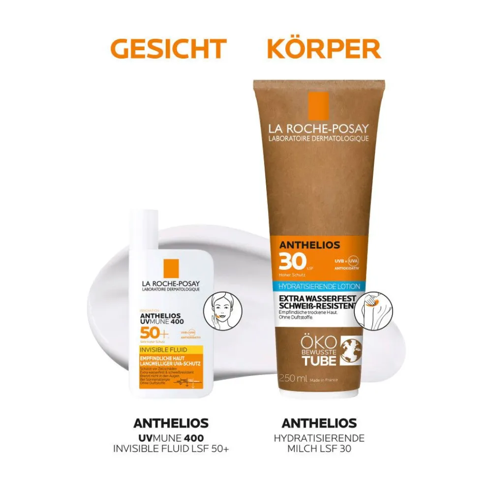 Anthelios Sonnenmilch LSF 30: Sonnenmilch in der Tube mit Pappe, mit hohem UV-Lichtschutz für empfindliche und trockene Haut|La Roche Posay Best