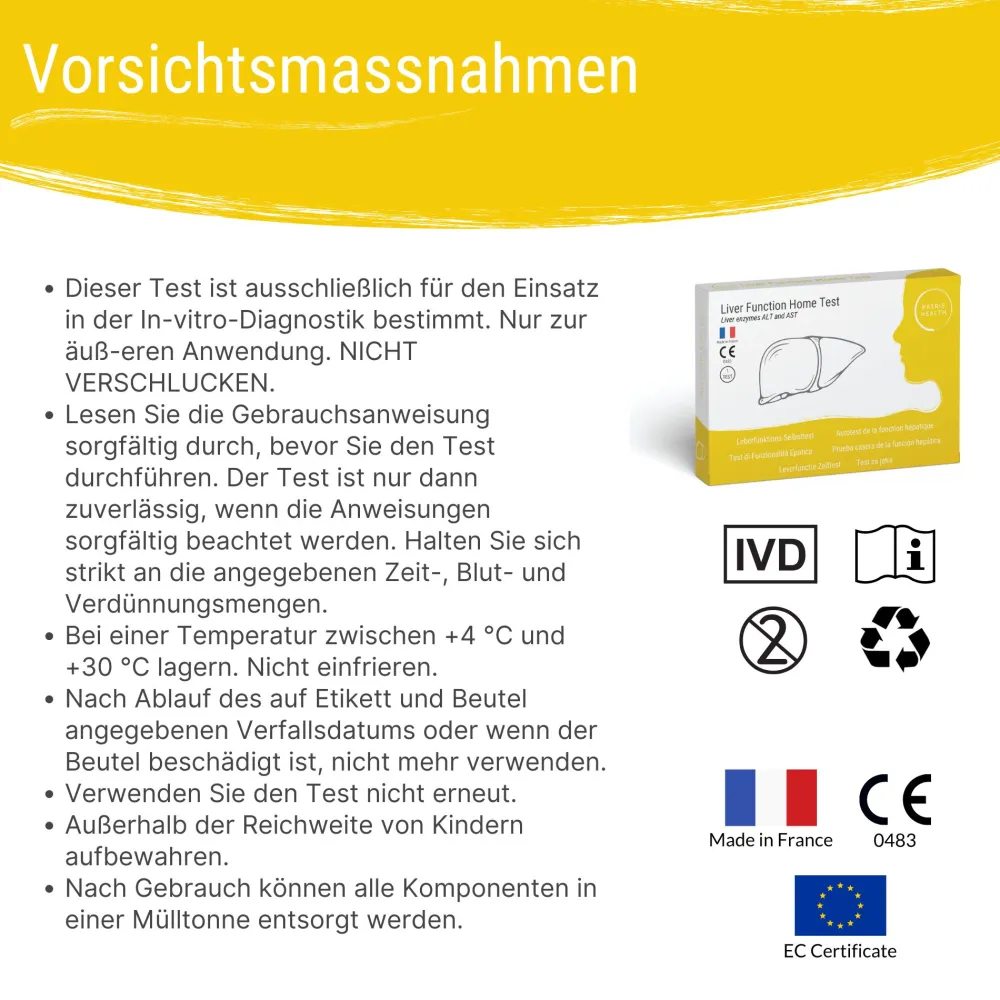Lebertest – Leberfunktions-Selbsttest, Bluttest für Zuhause – Patris Health®> Online