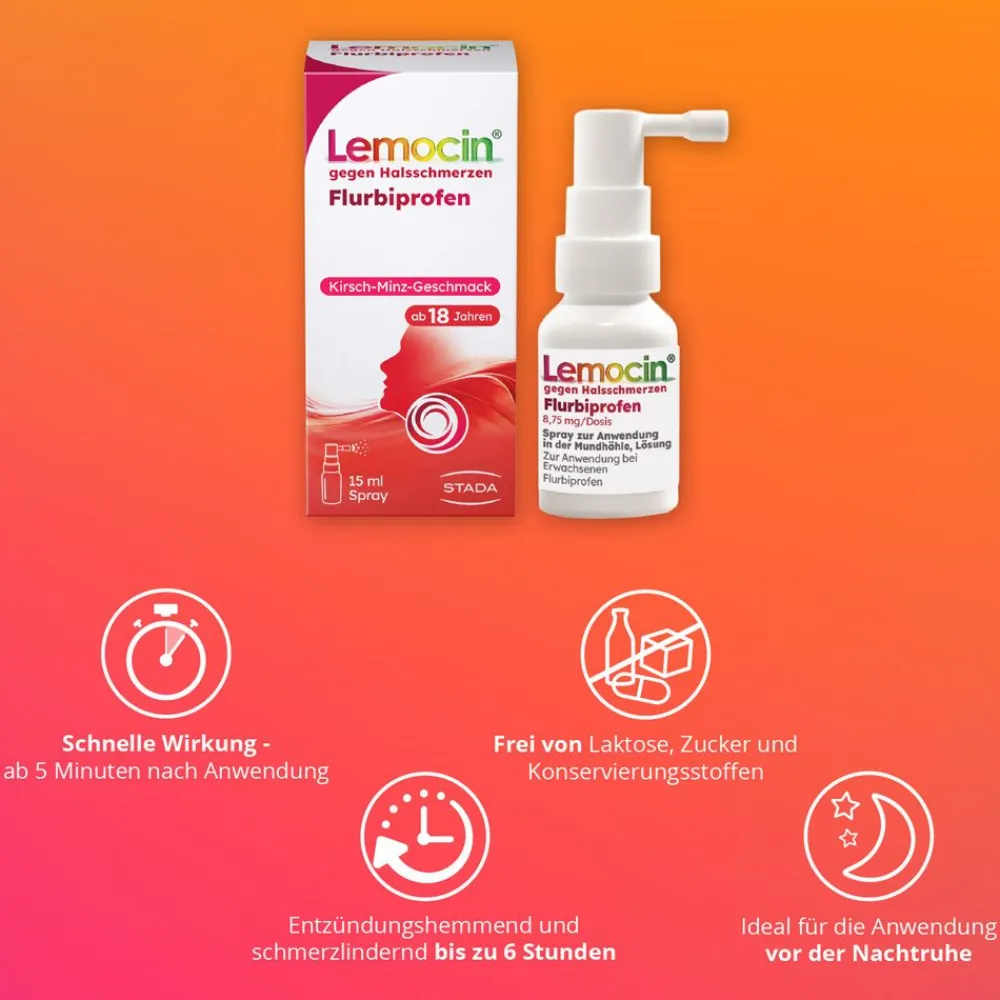 ® Flurbiprofen Spray gegen Halsschmerzen|Lemocin Discount