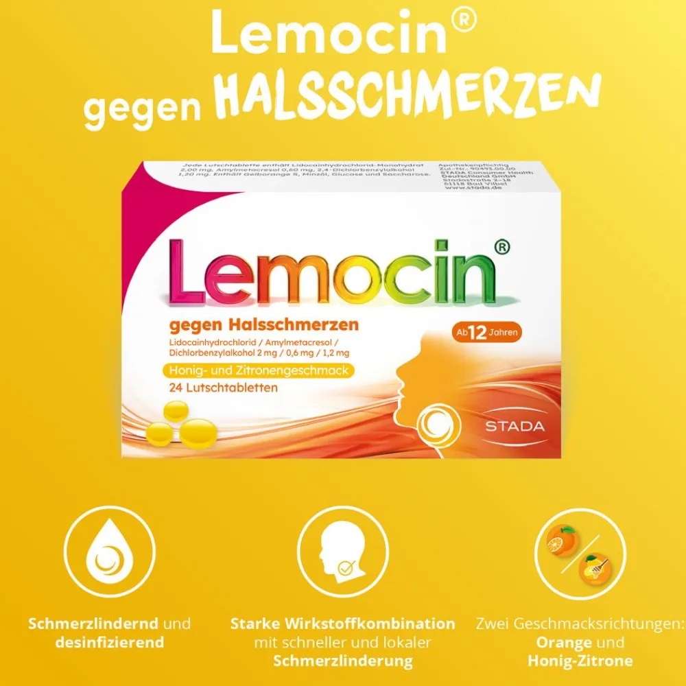 gegen Halsschmerzen Honig-Zitrone>Lemocin New