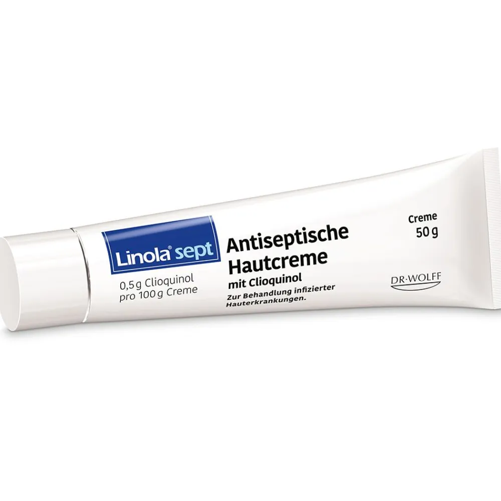 Linola® sept Antiseptische Hautcreme mit Clioquinol – Wundcreme bei abgeschürfter, entzündeter oder eitriger Haut> Clearance
