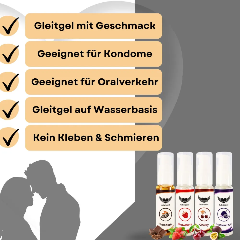 - Gleitgel mit Geschmack Erdbeere, Kirsche, Schokolade, Passionsfrucht im Set 120ml|LOVELYNESS Discount