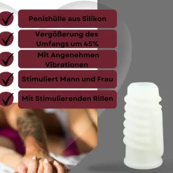 - Penishülle mit Vibration Weiß mit Rillen|LOVELYNESS Outlet
