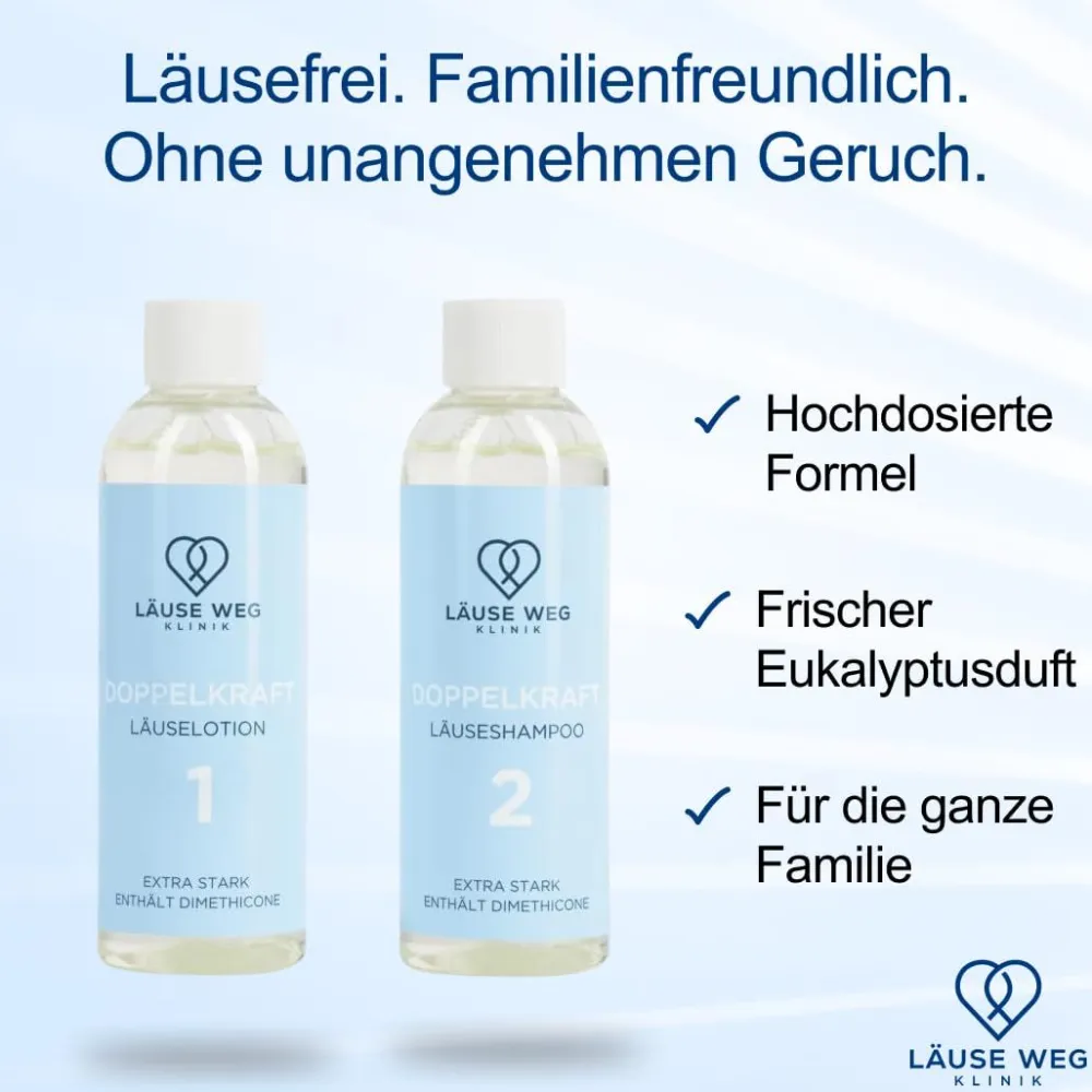 Läuse Weg Klinik Premium Läuseshampoo + Lotion für Erwachsene & Kinder| Sale