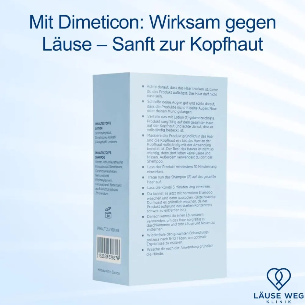 Läuse Weg Klinik Premium Läuseshampoo + Lotion für Erwachsene & Kinder| Sale