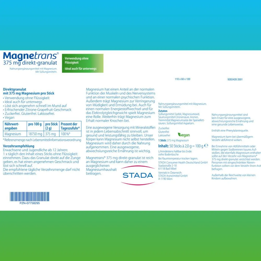® direkt 375 mg Magnesium Granulat|Magnetrans New