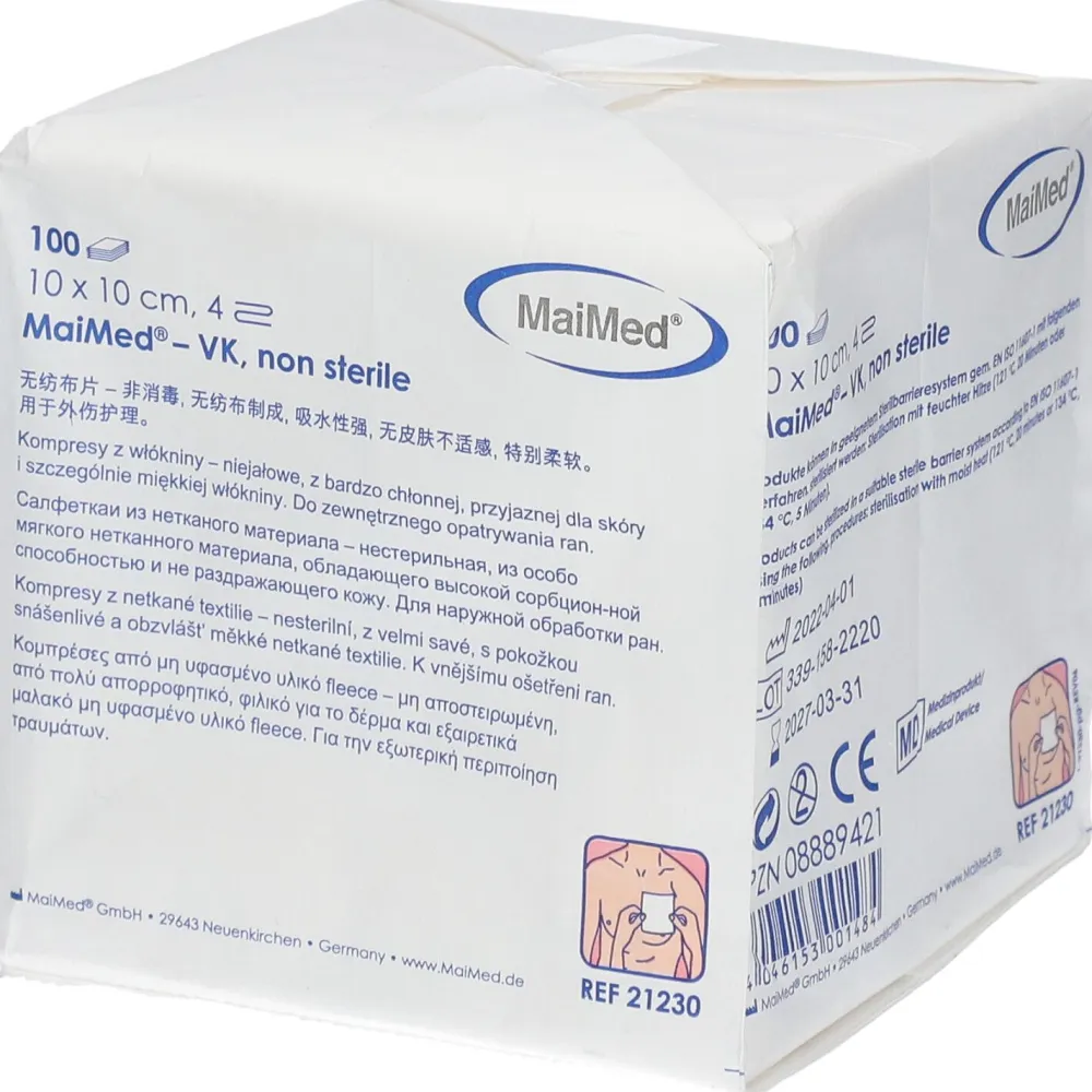 ® Vlieskompressen 10 x 10 cm unsteril>MaiMed Hot