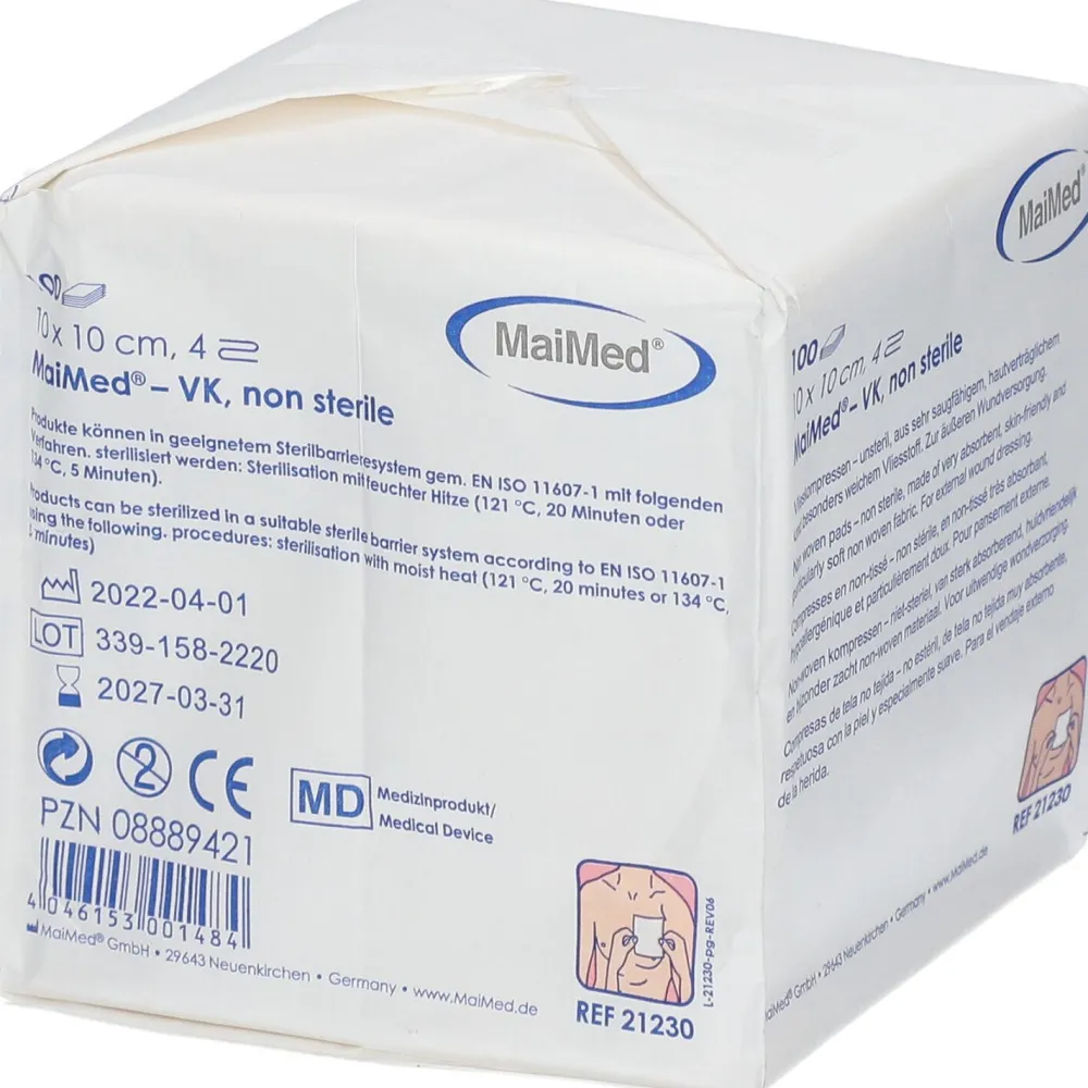 ® Vlieskompressen 10 x 10 cm unsteril>MaiMed Hot