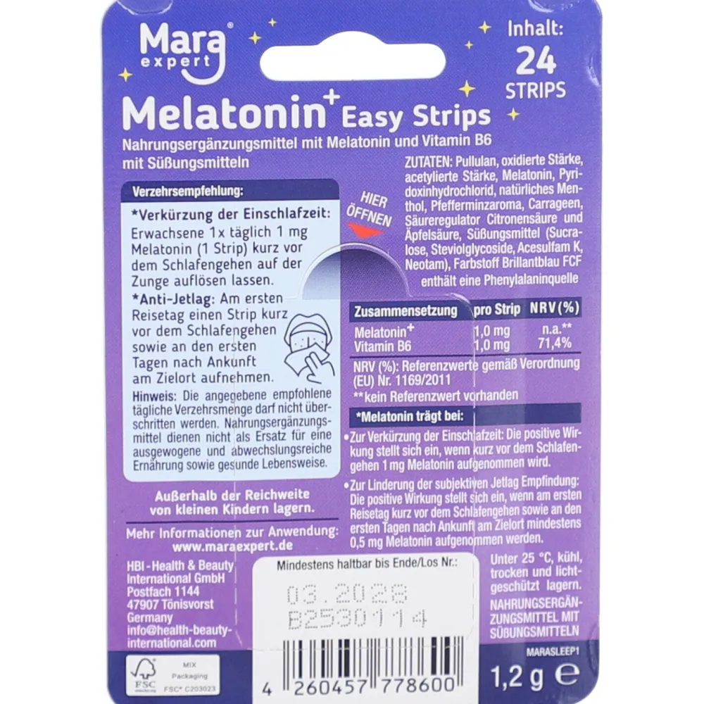 Mara Expert Melatonin+ Easy Strips 1 mg mit Vitamin B6> New