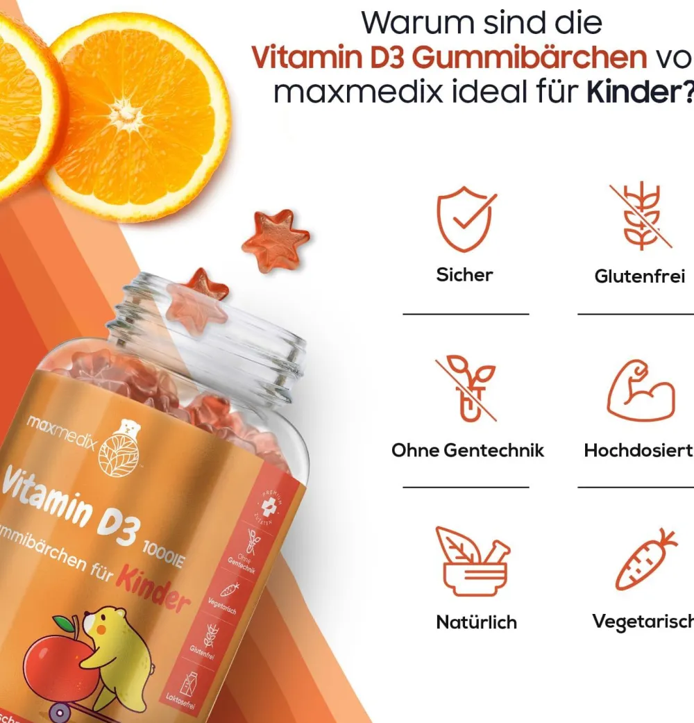 maxmedix Vitamin D3 Kinder Gummibärchen 1000 IE| Discount