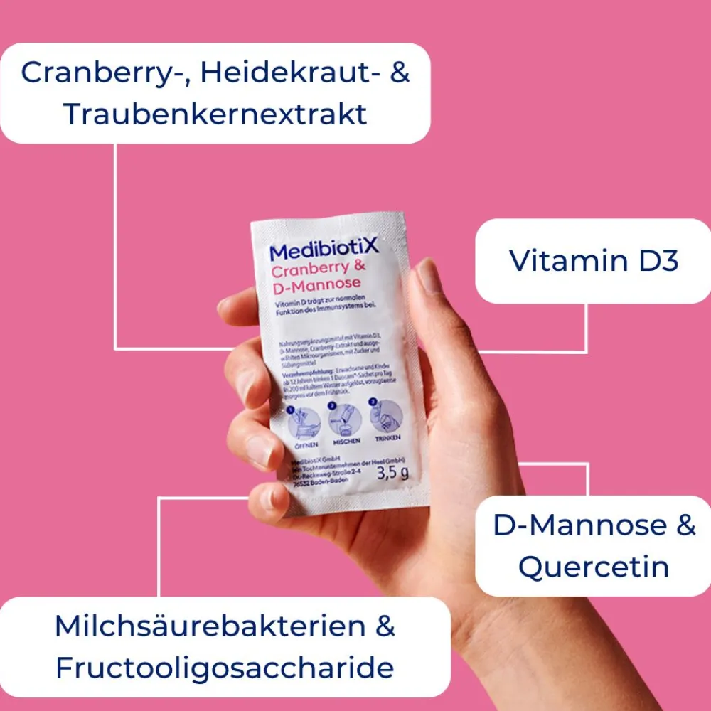 Cranberry & D-Mannose - für Blase, Abwehrkräfte & Vaginalflora mit Milchsäurebakterien>MedibiotiX New