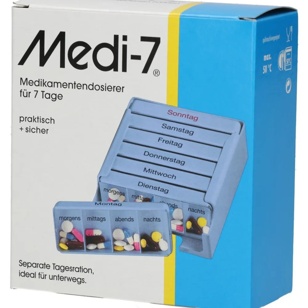 Medikamentendosierer für 7 Tage, blau|Medi-7 Discount