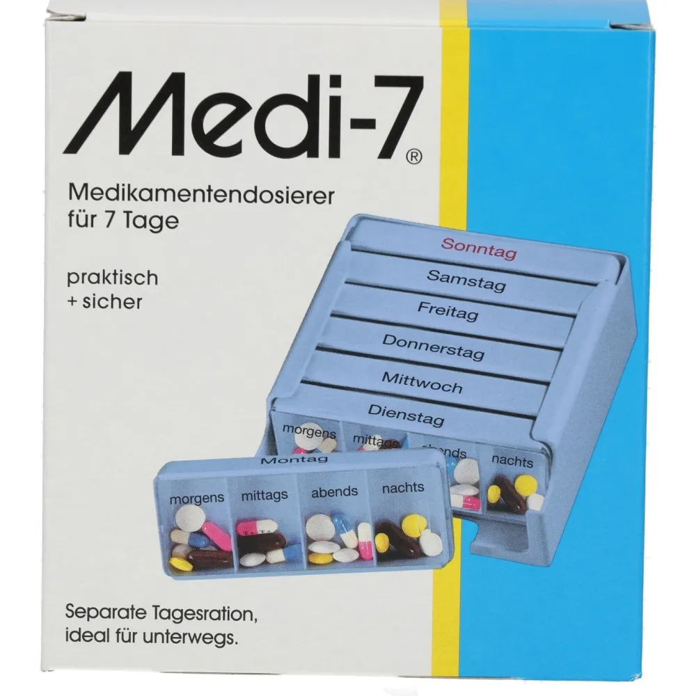 Medikamentendosierer für 7 Tage, blau|Medi-7 Discount