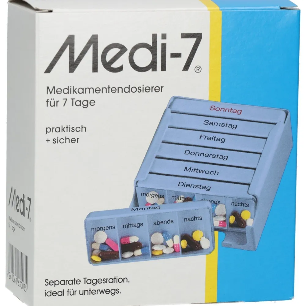 Medikamentendosierer für 7 Tage, blau|Medi-7 Discount