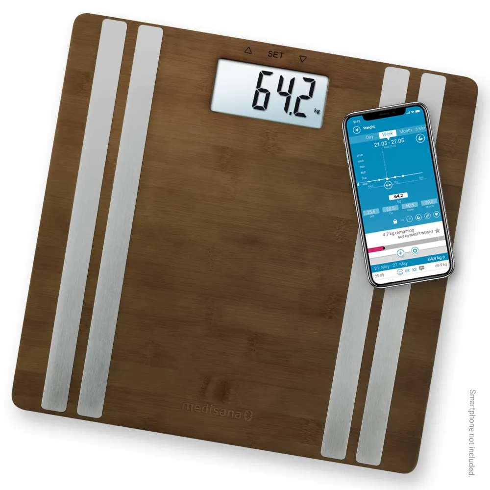 BS 552 connect Körperanalysewaage aus Bambus mit Smartphone App>Medisana Sale