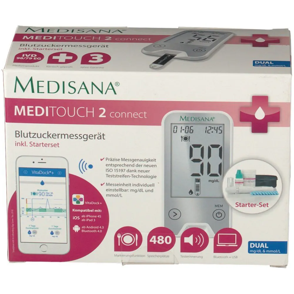 2 Dual Blutzuckermessgerät mmol/L und mg/dL>Medisana Meditouch Online