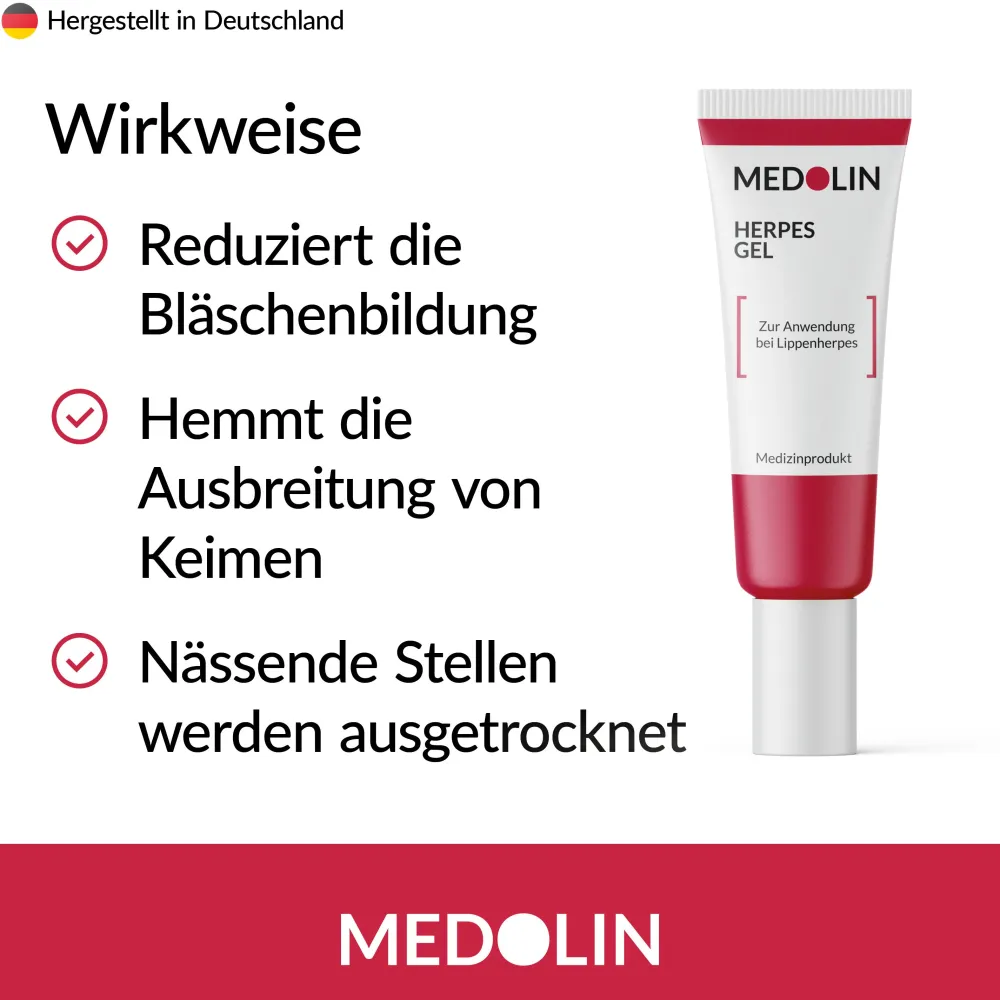 Medolin® Herpesgel - Herpescreme gegen Lippenherpes - Herpes Creme für gesunde Lippen| New