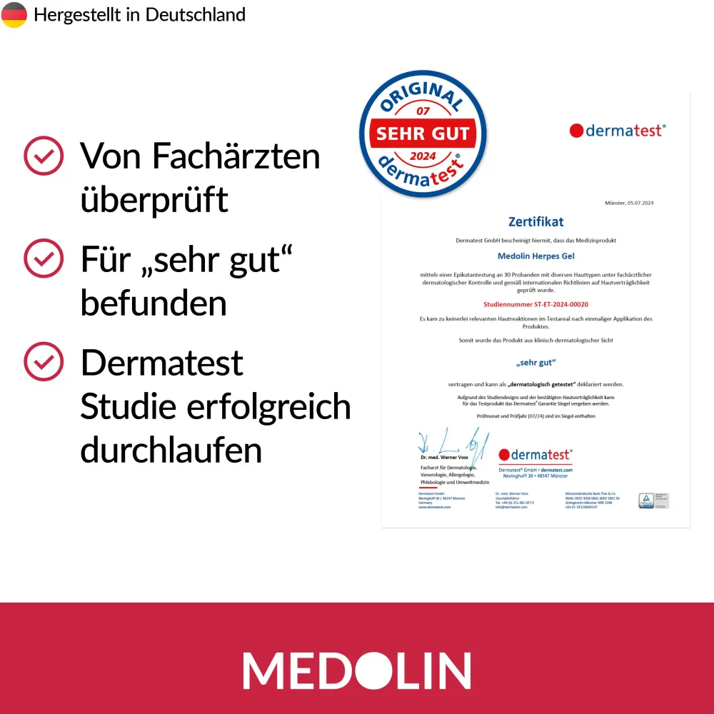 Medolin® Herpesgel - Herpescreme gegen Lippenherpes - Herpes Creme für gesunde Lippen| New